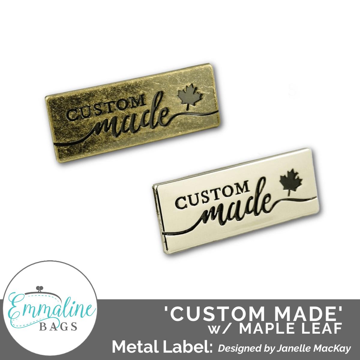 Metal Bag Label Custom Made - with Maple Leaf