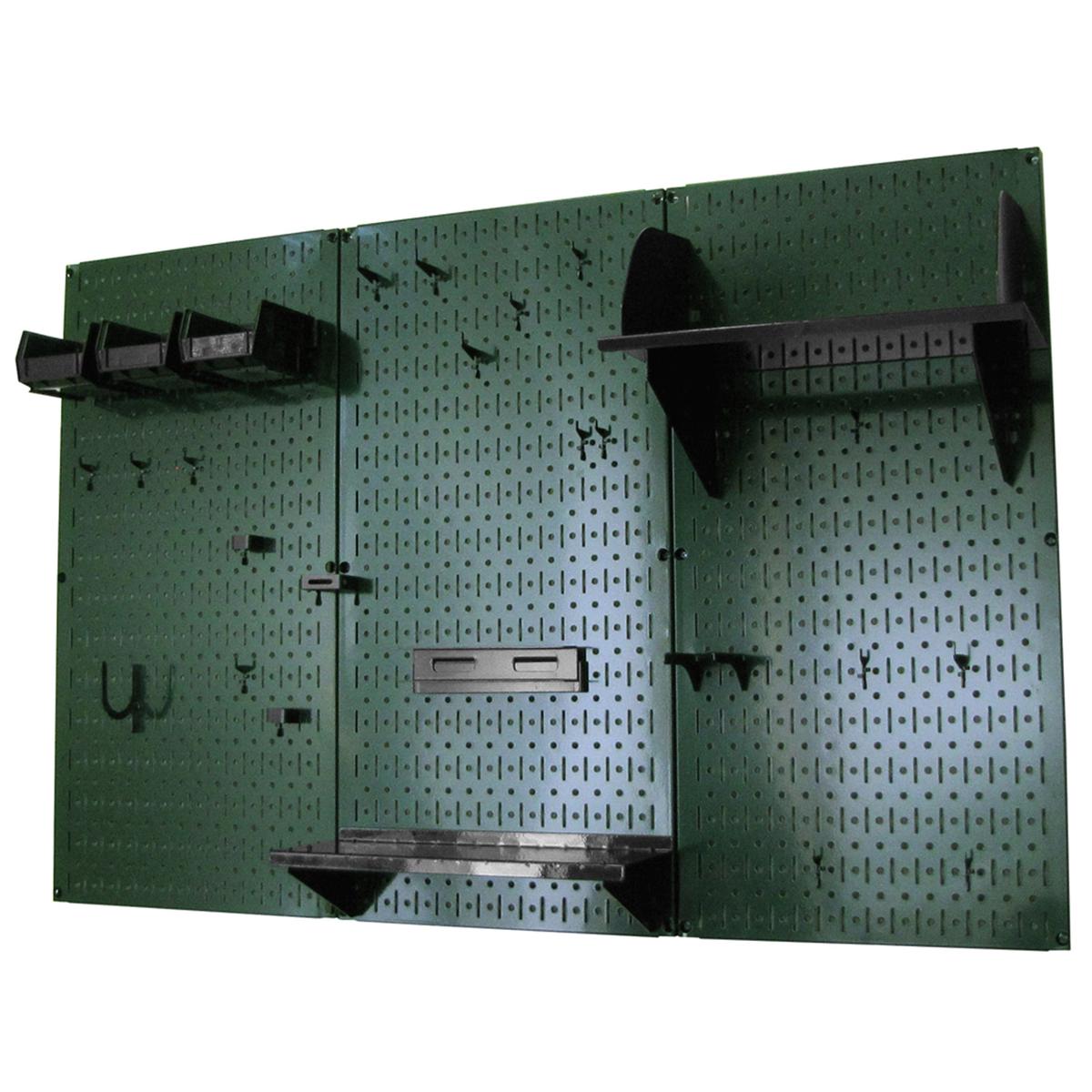 4 Metal Pegboard Standard Tool Storage Kit - Green Toolboard Black Accessories