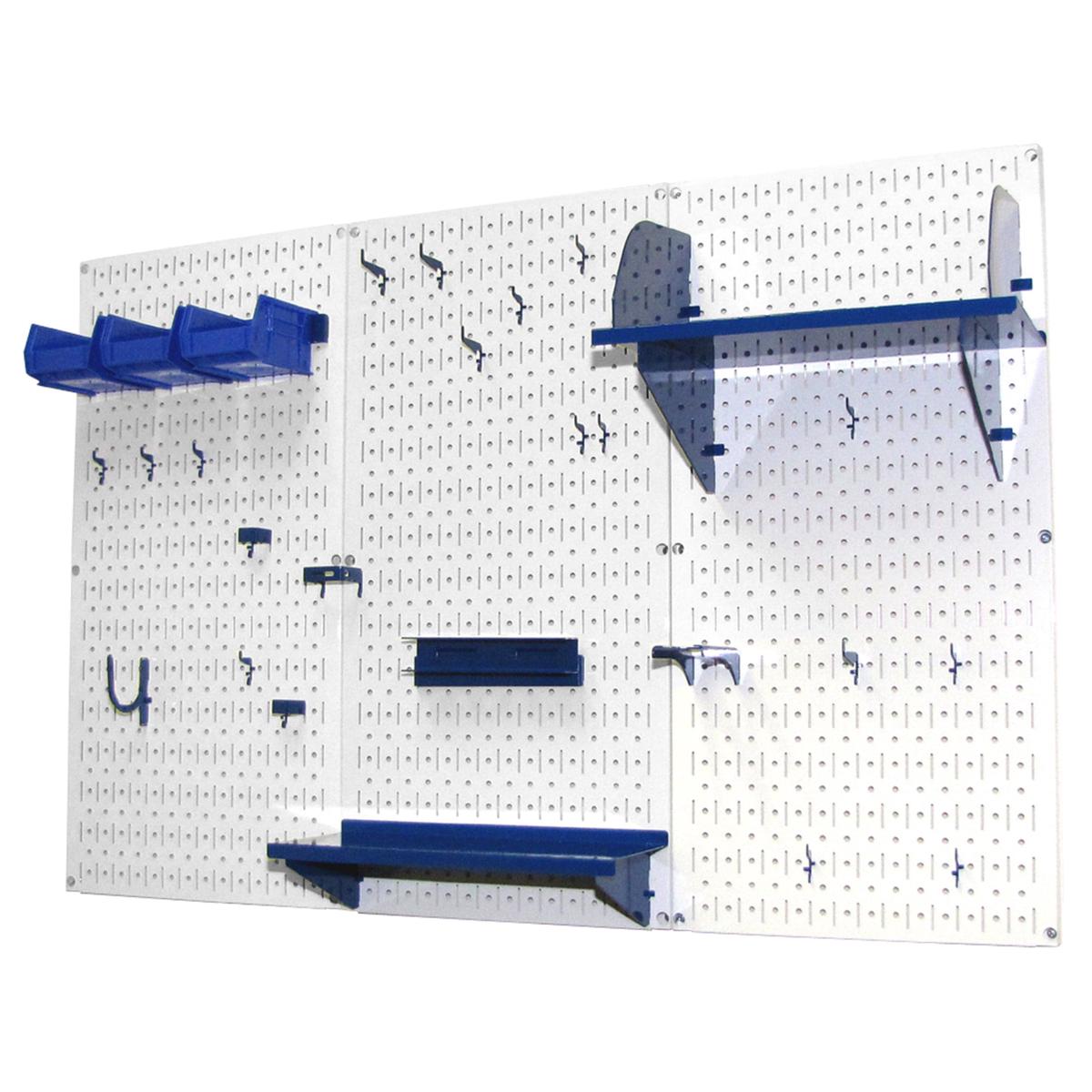 4 Metal Pegboard Standard Tool Storage Kit - White Toolboard Blue Accessories
